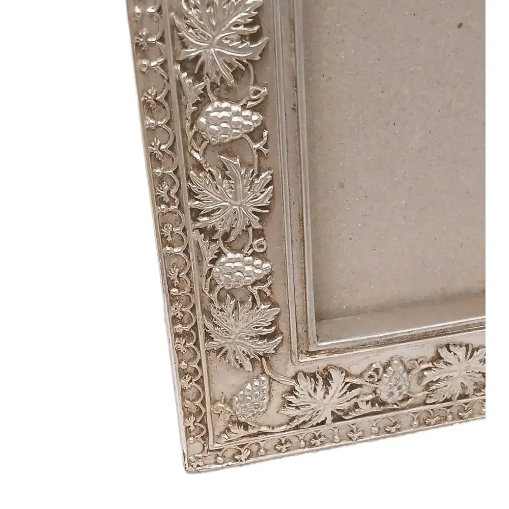 Ornate Mediterranean Wood 6.5x5 Picture Frame Carved Grape Leaves Champagne Gold